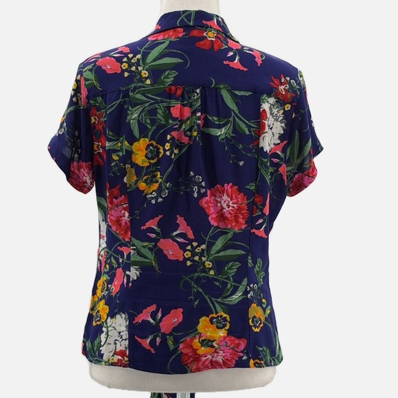 Anthropologie Maeve Bateau Buttondown Tie Front Shirt in Blue - Size 4 - Picture 4 of 9